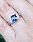 Cushion and trillion sapphire ring