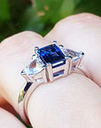 14k solid gold sapphire ring for women