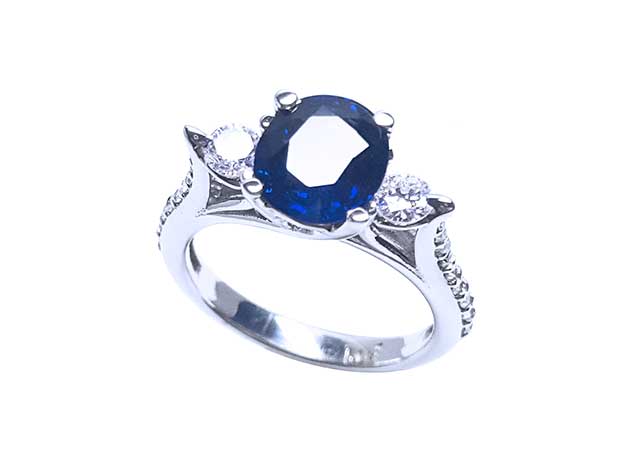 Real sapphire and gold ring