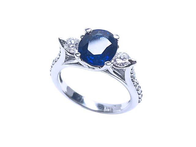 14K Solid gold sapphire ring