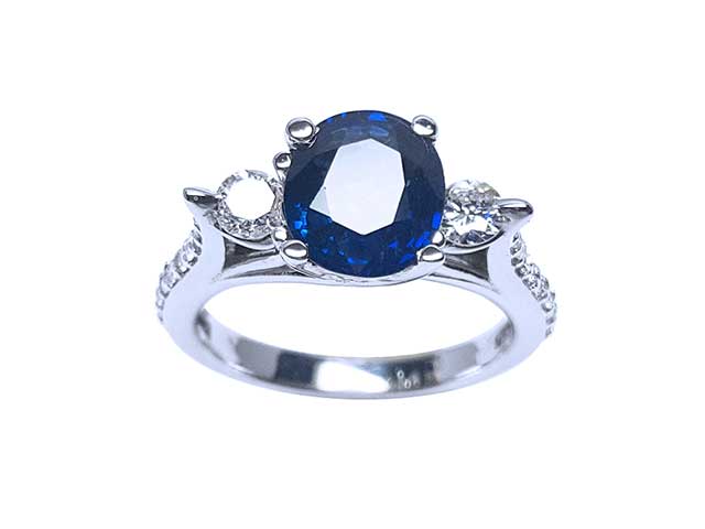 Solid white gold sapphire ring