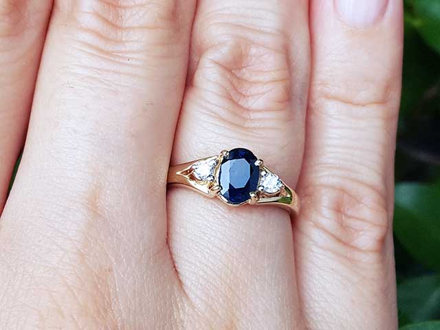 Bridal three stone sapphire ring
