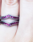 Natural Ruby double wedding band ring