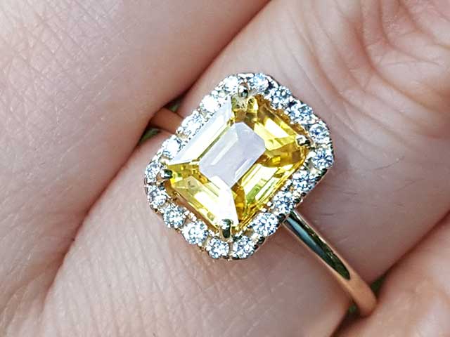 Real yellow sapphire ring