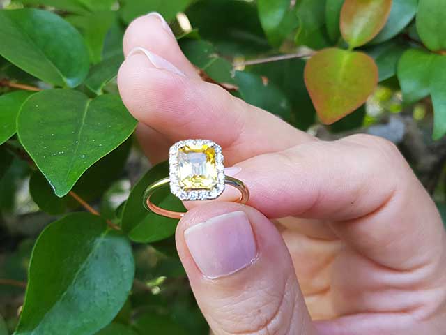 September birthstone yellow sapphire ring