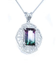 White gold Watermelon tourmaline pendant