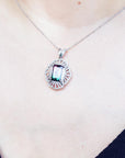 Natural watermelon tourmaline 14k white gold pendant