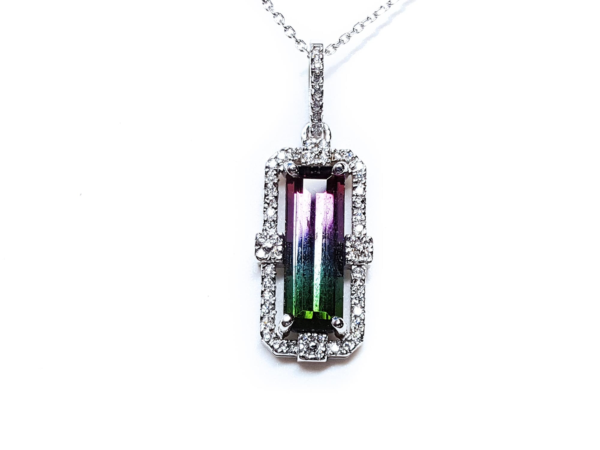 Watermelon tourmaline pendant necklace