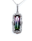 Watermelon tourmaline pendant necklace
