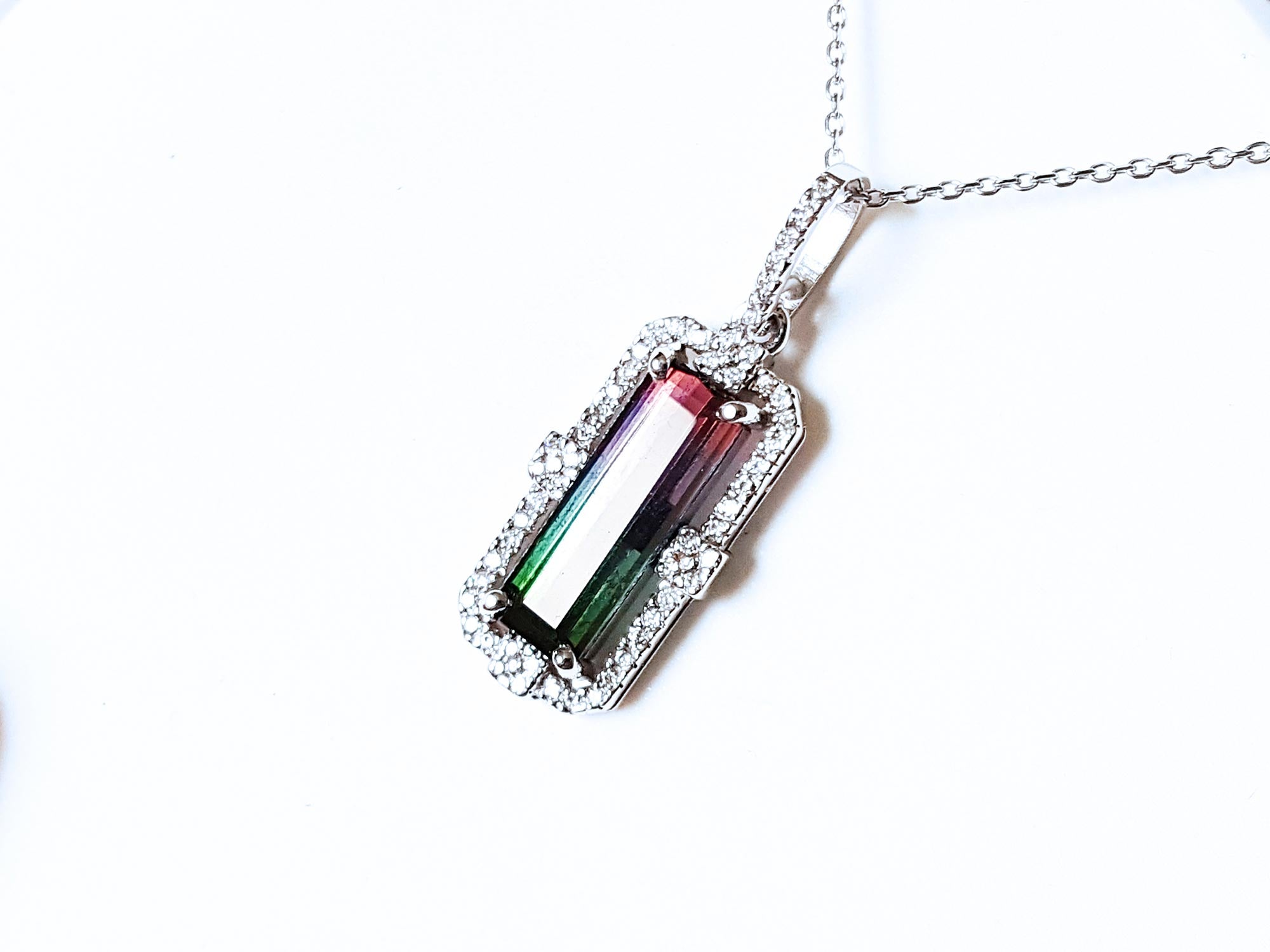 Bicolor Watermelon tourmaline pendant