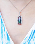 Watermelon tourmaline and diamond necklace