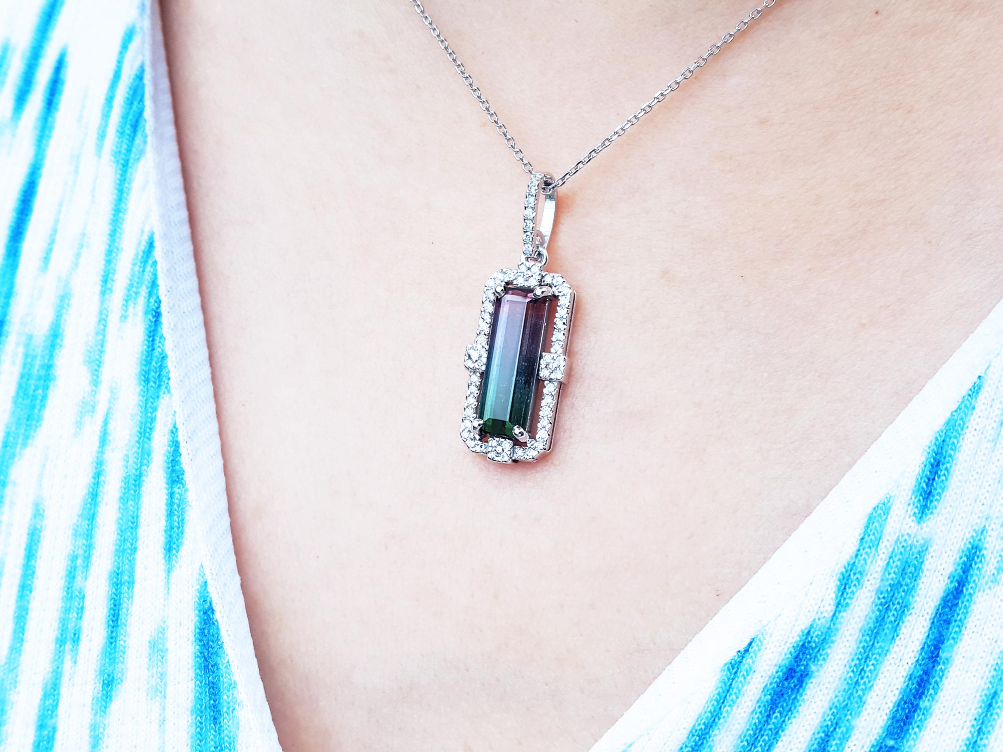 18K Watermelon tourmaline  pendant