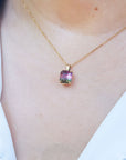 Yellow gold watermelon tourmaline necklace