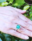 Genuine esmeralda Colombiana y diamantes en anillo para mujer