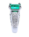 Esmeralda cuadrada colombiana en anillo de oro blanco 18k para mujer