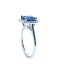 1.56 ct. Asscher cut Blue Sapphire Ring for Women Halo Diamonds 18k White Gold