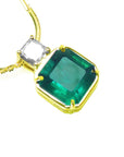 Emerald jewelry women's necklace, this Asscher cut natural Colombian emerald is weighing 2.64 carats and sourced from the Muzo mines