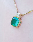 Authentic Colombian Emerald necklace this Asscher cut natural Colombian emerald is weighing 2.64 carats