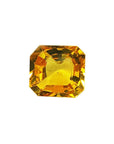 2.90carats asscher cut loose yellow sapphire natural gemstone, fron side position displaying able and crown
