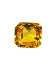 2.90carats asscher cut loose yellow sapphire natural gemstone, fron side position displaying able and crown