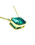 East west Emerald solitaire necklace 5.52 carats emerald-cut natural from the Muzo mine