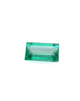 Baguette cut loose natural Colombian emerald, front side table and crown view