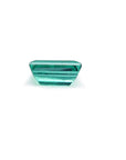 Baguette cut loose natural Colombian emerald, underside girdle and pavilion view