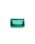 1.10 ct. Baguette cut fine quality loose colombian emerald, originating from the Muzo mine in Colombia, radiates vibrant color and lively brilliance.