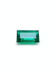 1.10 ct. Baguette cut fine quality loose colombian emerald, originating from the Muzo mine in Colombia, radiates vibrant color and lively brilliance.