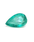 Big loose natural emerald pear cut from Colombia front table and crown view