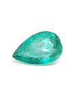 Big loose natural colombian emerald pear cut from Muzo Colombia, medium green hue.