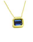1.01 ct. Blue Sapphire Choker Necklace Solitaire Slider Bezel Set Crafted in 14K Gold