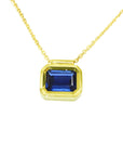 1.01 ct. Blue Sapphire Choker Necklace Solitaire Slider Bezel Set Crafted in 14K Gold