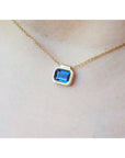 1.01 ct. Blue Sapphire Choker Necklace Solitaire Slider Bezel Set Crafted in 14K Gold