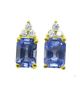 Pair of earrings with natural blue sapphires beautifully crafted in 14k yellow gold with secure push backs.