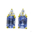 Pair of earrings with natural blue sapphires beautifully crafted in 14k yellow gold with secure push backs.