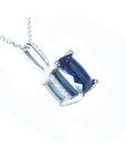 4.11 ct. Solitaire Blue Sapphire Necklace Cushion cut Slider Pendant 14K White Gold