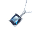 4.11 ct. Solitaire Blue Sapphire Necklace Cushion cut Slider Pendant 14K White Gold