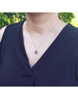 4.11 ct. Solitaire Blue Sapphire Necklace Cushion cut Slider Pendant 14K White Gold
