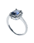 1.03 ct. Women's Sapphire Solitaire Ring Medium Light Blue Accent Diamonds 14K White Gold