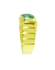 Mens natural colombian emerald ring crafted in 18k yellow gold