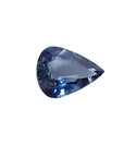 Pear cut loose natural blue sapphire GGT certified untreated from Thailand, front tight position displaying table and crown