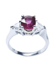 1.59 Carat Burma Ruby Women's Ring GRS Certified Natural Trillion Side Diamonds