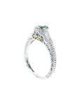 This emerald ring position displays the top and side profile perspective.