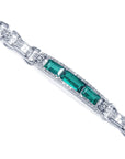 Natural emerald bracelet and princess cut diamonds white gold