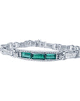 Colombian emerald bracelet and princess cut diamonds white gold