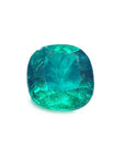 GIA certified cushion cut Colombian emerald a vivid medium-deep bluish-green hue.