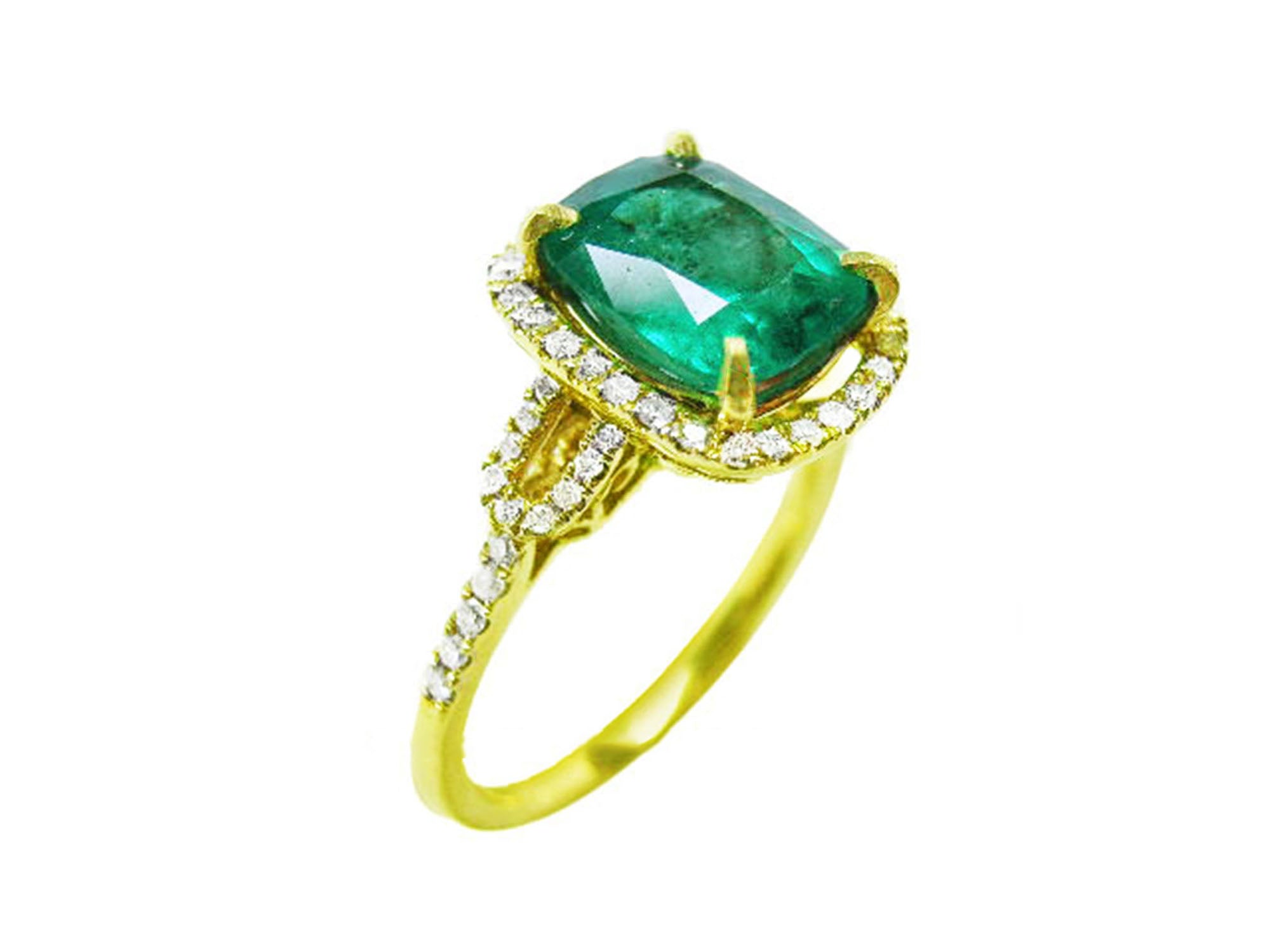 Yellow 14k gold emerald rings for women