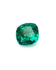 Cushion cut loose emerald from muzo Colombia, front left side table and crown view