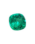 Sparkling 2.06 carat cushion cut Muzo Colombian emerald with a medium-deep bluish-green color.
